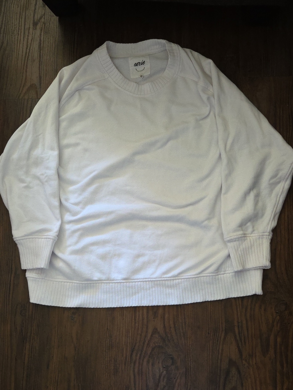 NEW Aerie White Crewneck Pullover Sweatshirt In Sz Large